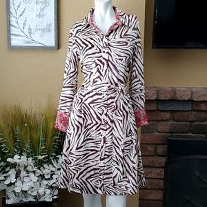 🆕️ Julie Brown Rizzo Animal Print Long Sleeve Button Down Dress SIZE: 4